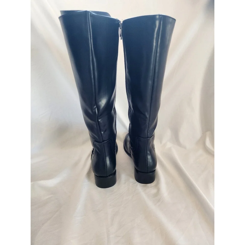 Shoe'N Tale Black Knee High Boots Vegan Leather Tall Riding Boots Womens Size 10